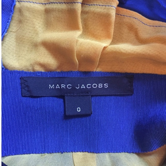 AUTH MARC JACOBS Louis Vuitton Blue Yellow Party Dress 0/XS Runway Valentines HG - Picture 4 of 5